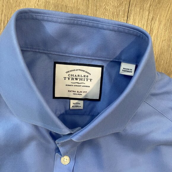 Charles Tyrwhitt Non-Iron Twill Dress Shirt Extra Slim Fit (16/33 inches) - Picture 1 of 8